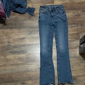 American Eagle Outfitters Women's Dark Blue Flare Jeans